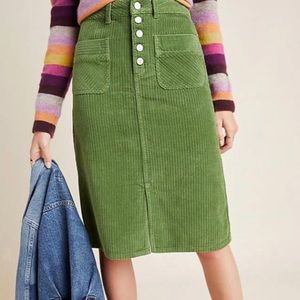 Anthropologie green corduroy skirt size 8